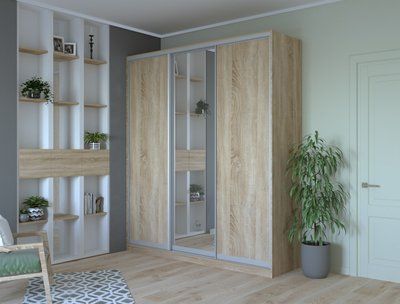Шкаф-купе трехдверный Doros Сити 24 208х60х240 см Дуб сонома/1 Зеркало (DRS-011052) 00000054079 фото