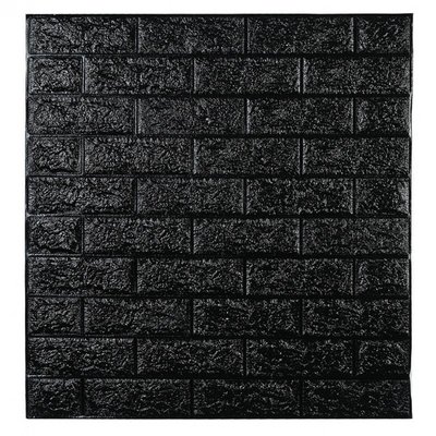 Самоклеюча декоративна панель чорна цегла 700x770x5 мм 1012-5 фото