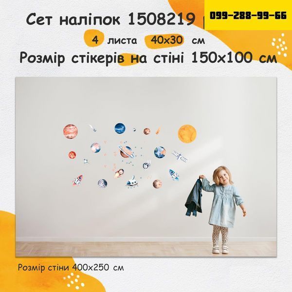 Дитячі стікери Космос 30х40см, 4 листа (120х40см) (1508219) SW-00001014 фото