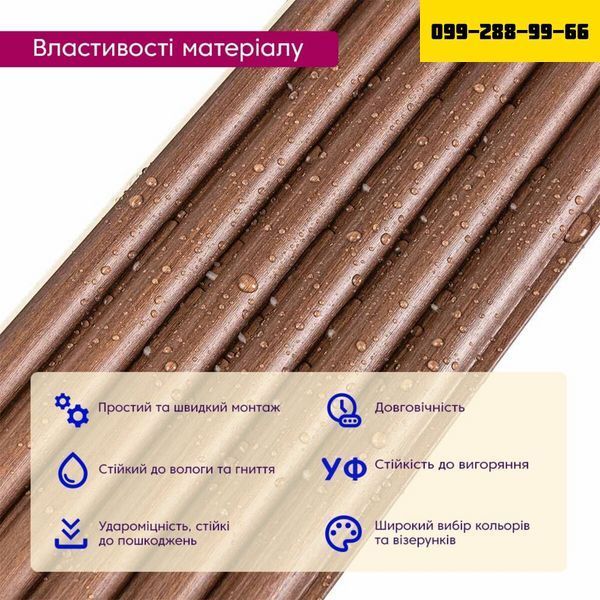 Рейка декоративна WPC кругла стінова 3000х152х15мм Каштан SW-00001872 SW-00001872 фото