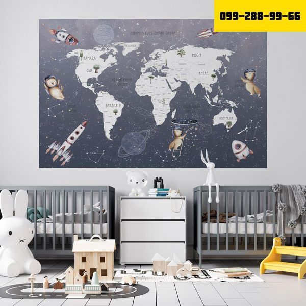 Детская интерьерная наклейка карта 150х98см (40220222_3) SW-00001069 фото