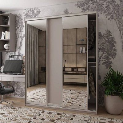 Шкаф-купе Doros Сити Лайт Кашемир 1 ДСП/2 зеркала 180х60х225 (80736368) 38199 фото