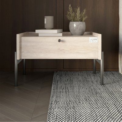 Тумба прикроватная LION Wood с одним ящиком Самоа Дымчатый (черные ножки) (LION-041331) 17660 фото