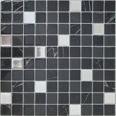 Самоклеющаяся полиуретановая плитка черно-белая мозаика 305х305х1мм (D) SW-00001149 SW-00001149 фото