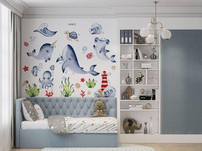 Детские стикеры Морские 40х80см, 3 листа (120х80см) (7202201) SW-00001031 фото