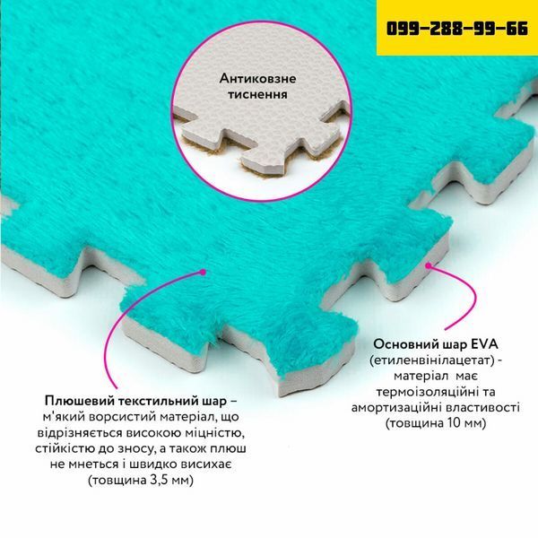 Підлога-пазл плюшевий 30х30х1см М'ятний SW-00002088 SW-00002088 фото