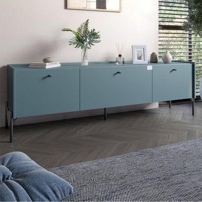 Тумба под телевизор на 3 ящика LION Wood с черными ножками 160х65х40 см Гранит серый (LION-043096) 18020 фото