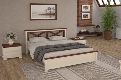 Двуспальная кровать iSmart Прованс Н Айвори + Орех лесной 180х190 см (DMBG-1575) 14471 фото