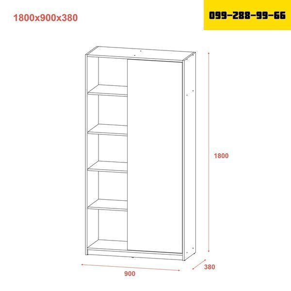 Распашный шкаф Doros Студент Графит/Белый 90х38х180 DRS-011623 (44900273) 38214 фото