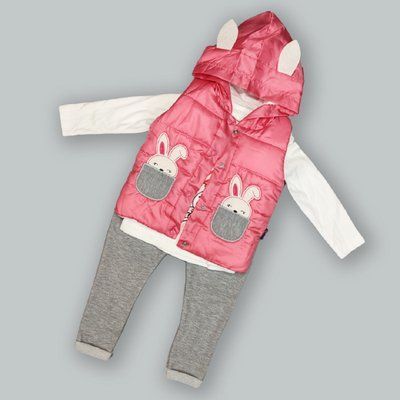 Детский костюм тройка "Зайчик" малиновый 98г. SW-00000593 фото