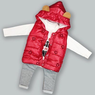 Детский костюм тройка "Мишка" красный 86р. SW-00000613 фото