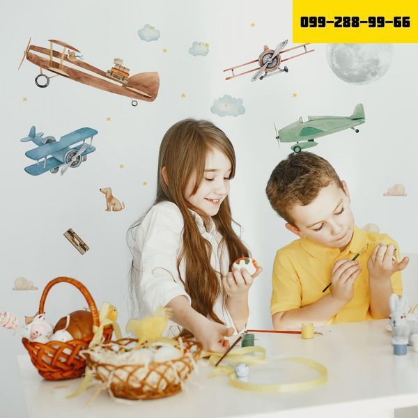 Детские стикеры Самолеты 30х40см, 4 листа (120х40см) (15082113) SW-00000996 фото