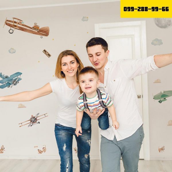 Детские стикеры Самолеты 30х40см, 4 листа (120х40см) (15082113) SW-00000996 фото