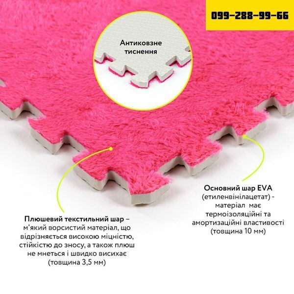 Пол-пазл плюшевый 60х60х1см Розовый (D) SW-00002093 SW-00002093 фото