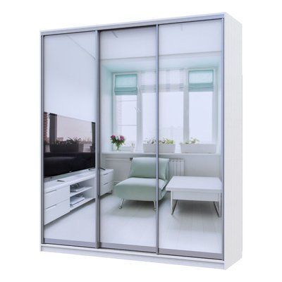 Шкаф-купе трехдверный Doros Сити 24 208х60х240 см Белый/3 Зеркала (DRS-011047) 00000054074 фото