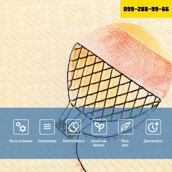Панель стінова 3D 700х700х4мм Повітряні кулі рогожка SW-00001973 SW-00001973 фото