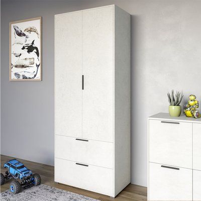 Шкаф распашный двухдверный LION Краш с 2 ящиками Бетон style (LION-044007) 30826 фото