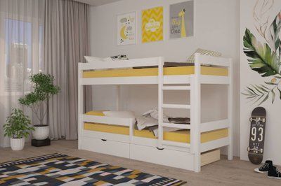 Двухъярусная детская кровать iSmart Атланта Мини Белый (RAL9003) 90х200 см с ящиками (DMBG-2446) 15342 фото
