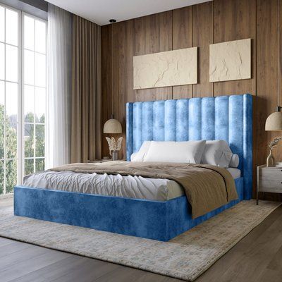 Двуспальная кровать с подъемным механизмом LION Нино 160x200 см SILK 503 Темно-синий (LION-045065) 31069 фото