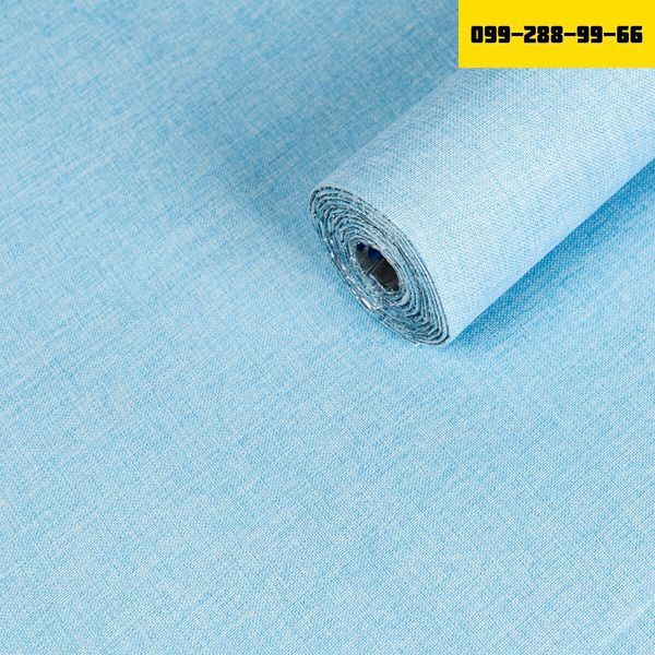 Льняные тёплые обои на самоклейке голубой меланж 2800*650*2mm (D) SW-00001495 SW-00001495 фото