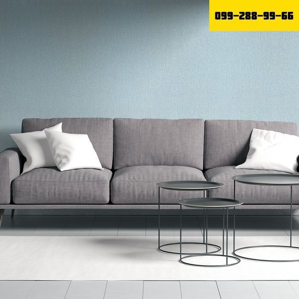 Льняные тёплые обои на самоклейке голубой меланж 2800*650*2mm (D) SW-00001495 SW-00001495 фото