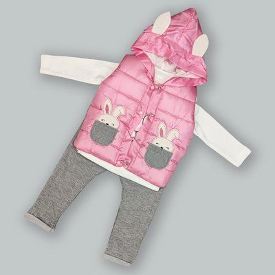 Детский костюм тройка "Зайчик" розовый 98г. SW-00000590 фото