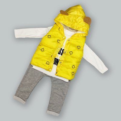 Детский костюм тройка "Мишка" желтый 92р. SW-00000612 фото